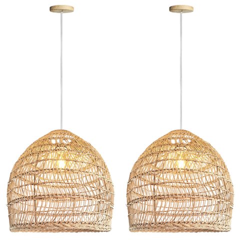 2 Pendente de Fibra Natural em Rattan E27 Cesto Nat71