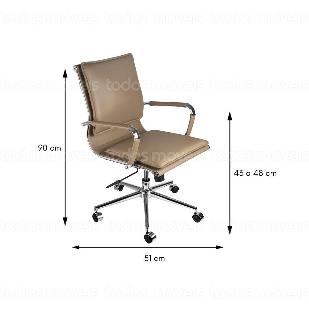 Cadeira Giratória Baixa Office Soft em Pu Caramelo Base Rodízio Cromado - 4
