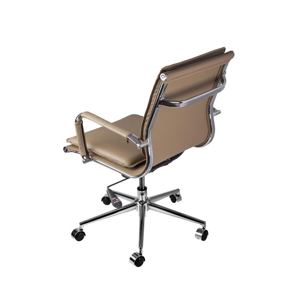 Cadeira Giratória Baixa Office Soft em Pu Caramelo Base Rodízio Cromado - 3