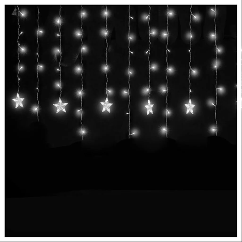 Pisca Cascata Cordão de Luz Estrela Led Branco 6 Metros 220v