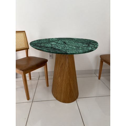 Mesa de Jantar Orgânica Prune Marmore Verde Guatemala 90x80cm Cone Freijó