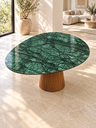 Ver imagem 2 de Mesa de Jantar Orgânica Prune Marmore Verde Guatemala 90x80cm Cone Freijó
