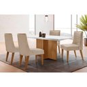 Ver imagem 1 de Conjunto Mesa Berlim c/ Tampo Madeirado c/ Vidro Canto Curvo 120x80cm e 4 Cadeiras Maldivas Madeira