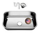 Ver imagem 1 de Kit Cuba American Steel Retangular Embutir 56x34x14cm Aço Inox com Válvula e Sifão