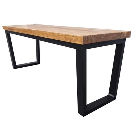 Banco Estilo Industrial Multiuso com Ferro e Madeira Maciça - Modelo Trapezio