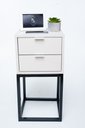 Ver imagem 1 de KIT 2 Mesas De Cabeceira Industrial OFF WHITE 30cm COM 2 GAVETAS BASE PRETA- Enviamos MONTADO