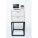 Ver imagem 1 de KIT 2 Mesas De Cabeceira Industrial OFF WHITE 30cm COM 2 GAVETAS BASE PRETA- Enviamos MONTADO