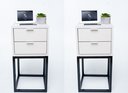 Ver imagem 2 de KIT 2 Mesas De Cabeceira Industrial OFF WHITE 30cm COM 2 GAVETAS BASE PRETA- Enviamos MONTADO