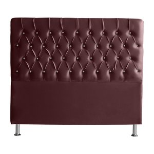 Cabeceira de Cama Box Paris Casal 140 Cm Botão Strass Suede Vinho Eli Móveis