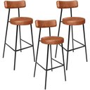 Ver imagem 1 de Kit 03 Banquetas Altas Cozinha Bar Sala De Jantar Em Aço Milão L02 Couríssimo Camel - Lyam Decor