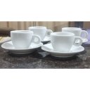 Ver imagem 4 de Kit Jogo 4 Xícaras Café 80ml Cônica com Pires - Porcelana Branca (2)