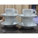 Ver imagem 3 de Kit Jogo 4 Xícaras Café 80ml Cônica com Pires - Porcelana Branca (2)