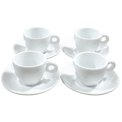 Kit Jogo 4 Xícaras Café 80ml Cônica com Pires - Porcelana Branca (2)