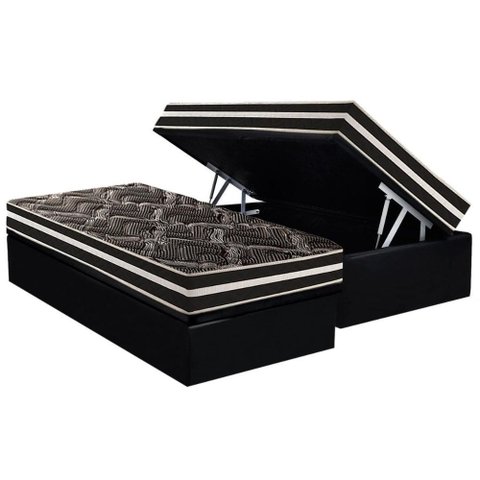 Conjunto Box Baú Solteiro: Colchão Espuma Paropas D28 / Master Ag80 Black Double Face 17 + Base