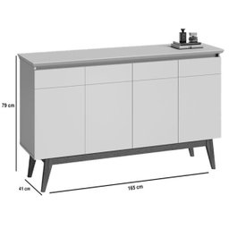 Buffet Classic Imcal 66411 Off-White 4 Portas Pé de Madeira - 4