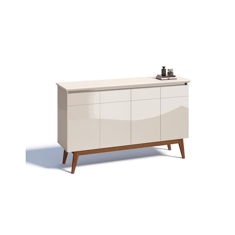 Buffet Classic Imcal 66411 Off-White 4 Portas Pé de Madeira