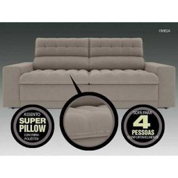 Sofá Omega 2,30M Assento Retrátil e Reclinável Velosuede Netsofás - 3