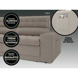 Sofá Omega 2,30M Assento Retrátil e Reclinável Velosuede Netsofás - 6