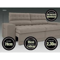Sofá Omega 2,30M Assento Retrátil e Reclinável Velosuede Netsofás - 2