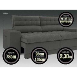 Sofá Omega 2,30M Assento Retrátil e Reclinável Velosuede Netsofás - 2
