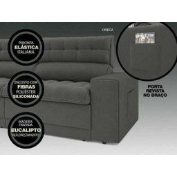 Sofá Omega 2,30M Assento Retrátil e Reclinável Velosuede Netsofás - 6