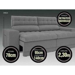 Sofá Omega 2,30M Assento Retrátil e Reclinável Velosuede Netsofás - 2