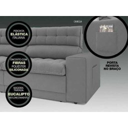 Sofá Omega 2,30M Assento Retrátil e Reclinável Velosuede Netsofás - 6