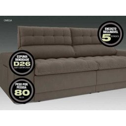 Sofá Omega 2,30M Assento Retrátil e Reclinável Velosuede Netsofás - 4