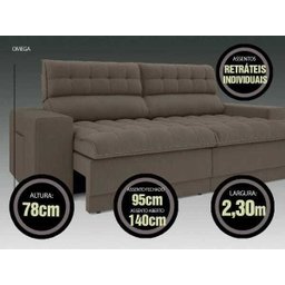 Sofá Omega 2,30M Assento Retrátil e Reclinável Velosuede Netsofás - 2
