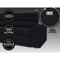 Sofá Omega 2,30M Assento Retrátil e Reclinável Velosuede Netsofás - 6