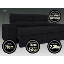 Sofá Omega 2,30M Assento Retrátil e Reclinável Velosuede Netsofás - 2