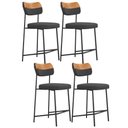Ver imagem 1 de Kit 04 Banquetas Baixa Bar Cozinha Sala Jantar Whisky Elira L02 Couríssimo Whisky Linho Chumbo -