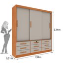 Ver imagem 4 de Guarda-Roupa Casal com 3 Portas de Correr e 9 Gavetas 199cm Multimóveis CR35484 Cinamomo/Off White