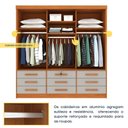 Ver imagem 6 de Guarda-Roupa Casal com 3 Portas de Correr e 9 Gavetas 199cm Multimóveis CR35484 Cinamomo/Off White