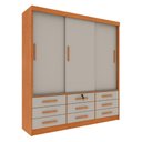 Ver imagem 2 de Guarda-Roupa Casal com 3 Portas de Correr e 9 Gavetas 199cm Multimóveis CR35484 Cinamomo/Off White