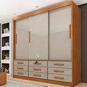 Ver imagem 1 de Guarda-Roupa Casal com 3 Portas de Correr e 9 Gavetas 199cm Multimóveis CR35484 Cinamomo/Off White