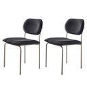 Ver imagem 1 de Conjunto com 2 Cadeiras Metal Marchezine Moderna Mobilia Linho Preto Prata
