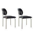 Ver imagem 2 de Conjunto com 2 Cadeiras Metal Marchezine Moderna Mobilia Linho Preto Prata