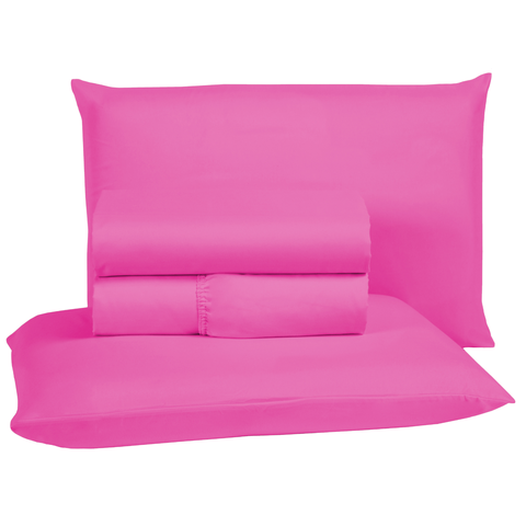 Roupa de Cama Casal 400 Fios 4 Peças com Virol Hotel Pousada Macio Acetinado:pink
