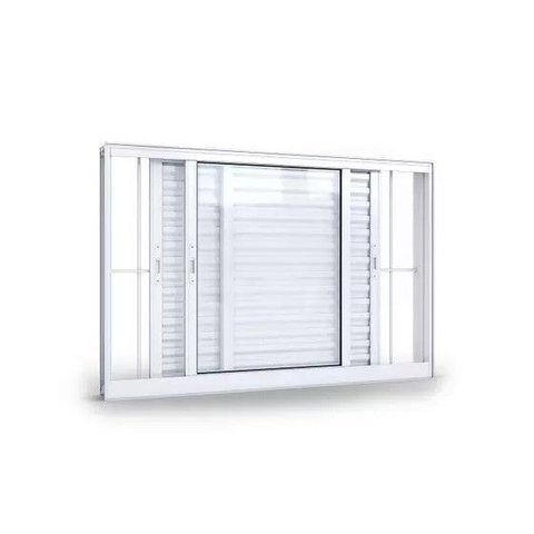 Veneziana 3 Folhas de Correr com Grade Alumínio Branco 120x120 Linha 25