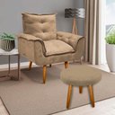 Ver imagem 2 de Kit Poltrona Opala Júlia Cadeira Decorativa + Puff Redondo Pés Palito Mercado Dos Móveis:capuccino