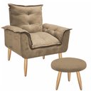 Ver imagem 1 de Kit Poltrona Opala Júlia Cadeira Decorativa + Puff Redondo Pés Palito Mercado Dos Móveis:capuccino
