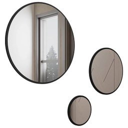 Kit 3 Espelhos Redondos Decorativos para Sala Quarto Estilo Escandinavo Caribe Preto - Lyam Decor - 2