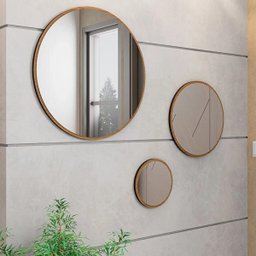 Kit 3 Espelhos Redondos Decorativos para Sala Quarto Estilo Escandinavo Caribe Freijó - Lyam - 1