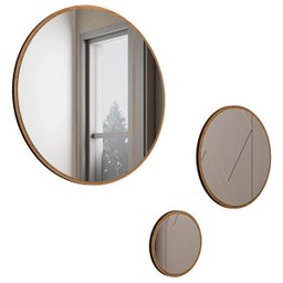 Kit 3 Espelhos Redondos Decorativos para Sala Quarto Estilo Escandinavo Caribe Freijó - Lyam - 2