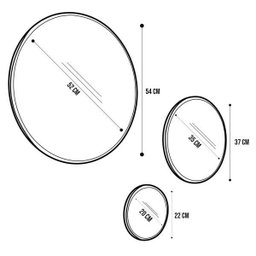Kit 3 Espelhos Redondos Decorativos para Sala Quarto Estilo Escandinavo Caribe Freijó - Lyam - 4