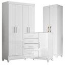 Ver imagem 1 de Guarda Roupa Infantil Madri com Cômoda Vênus com Pés e Armário Multiuso New Íris Branco Brilho