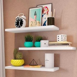 Kit 03 Prateleiras com Suporte para Quarto Sala Escritório Pratik B01 Branco Brilho 60 Cm - Lyam Dec - 2 Kit 03 Prateleiras com Suporte para Quarto Sala Escritório Pratik B01 Branco Brilho 60 Cm - Lyam Dec - 2