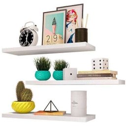 Kit 03 Prateleiras com Suporte para Quarto Sala Escritório Pratik B01 Branco Brilho 60 Cm - Lyam Dec - 1 Kit 03 Prateleiras com Suporte para Quarto Sala Escritório Pratik B01 Branco Brilho 60 Cm - Lyam Dec - 1