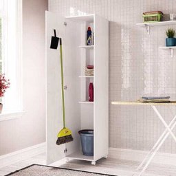 Armário Multiuso Lavanderia 3 Prateleiras 1 Porta - Branco - 2